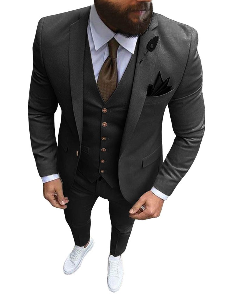 New Pink Men's 3 Pieces Suit Formal Business Notch Lapel Slim Fit Tuxedos Best Man Blazer For Wedding(Blazer+Vest+Pants) - Image 9