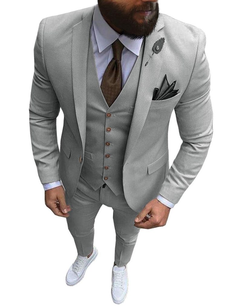 New Pink Men's 3 Pieces Suit Formal Business Notch Lapel Slim Fit Tuxedos Best Man Blazer For Wedding(Blazer+Vest+Pants) - Image 10