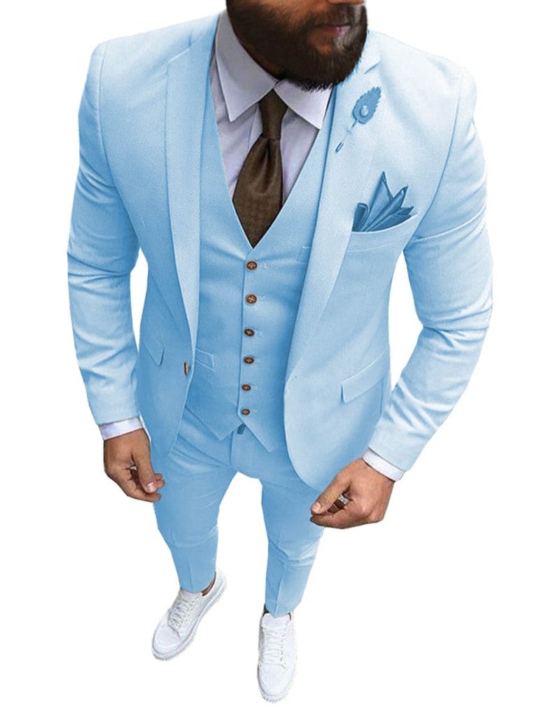 New Pink Men's 3 Pieces Suit Formal Business Notch Lapel Slim Fit Tuxedos Best Man Blazer For Wedding(Blazer+Vest+Pants) - Image 11