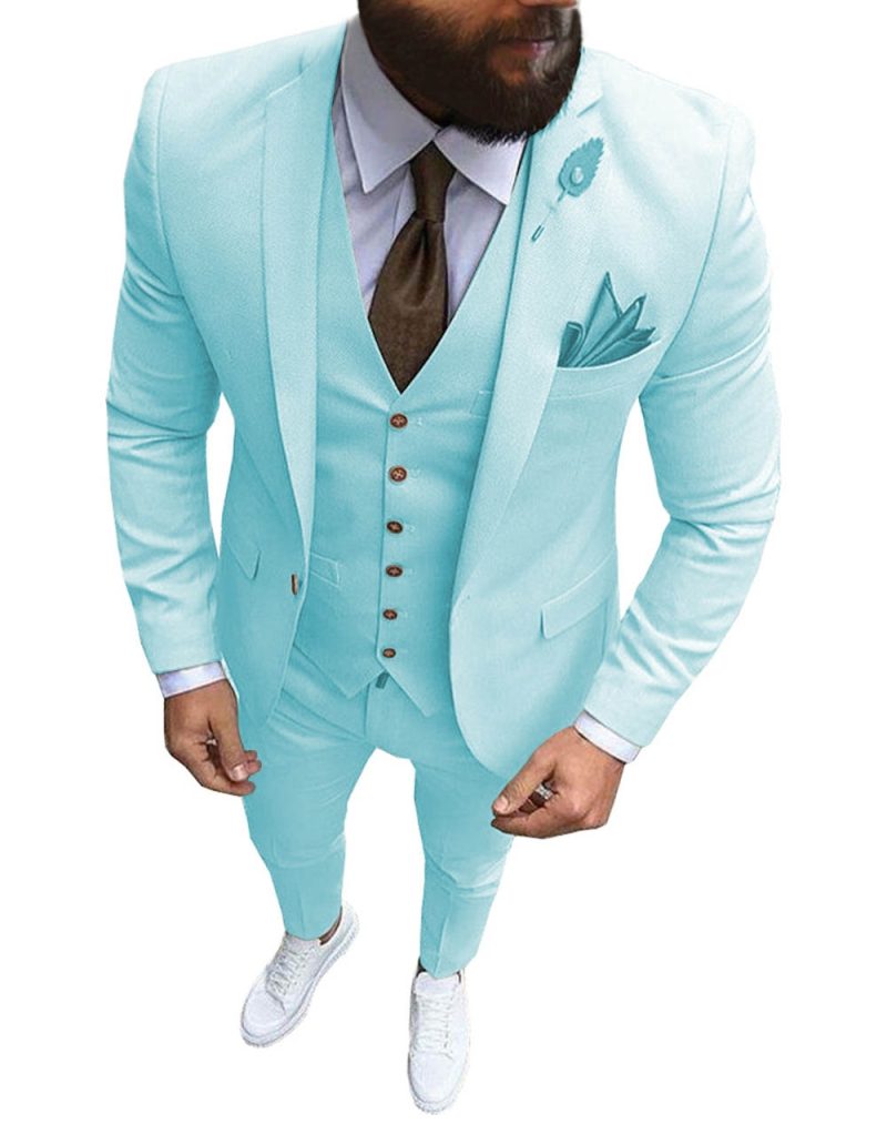 New Pink Men's 3 Pieces Suit Formal Business Notch Lapel Slim Fit Tuxedos Best Man Blazer For Wedding(Blazer+Vest+Pants) - Image 12