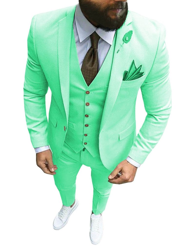 New Pink Men's 3 Pieces Suit Formal Business Notch Lapel Slim Fit Tuxedos Best Man Blazer For Wedding(Blazer+Vest+Pants) - Image 13