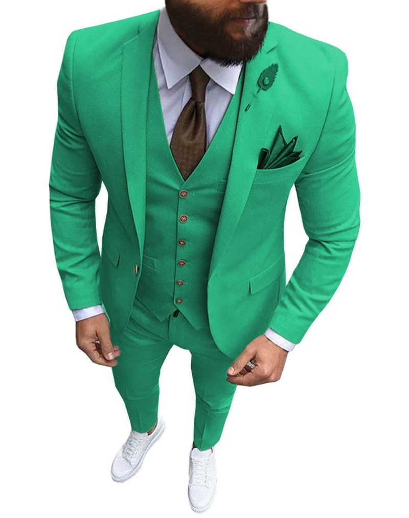 New Pink Men's 3 Pieces Suit Formal Business Notch Lapel Slim Fit Tuxedos Best Man Blazer For Wedding(Blazer+Vest+Pants) - Image 16