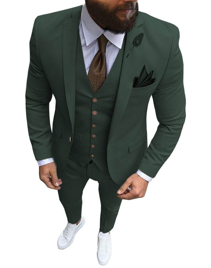New Pink Men's 3 Pieces Suit Formal Business Notch Lapel Slim Fit Tuxedos Best Man Blazer For Wedding(Blazer+Vest+Pants) - Image 17