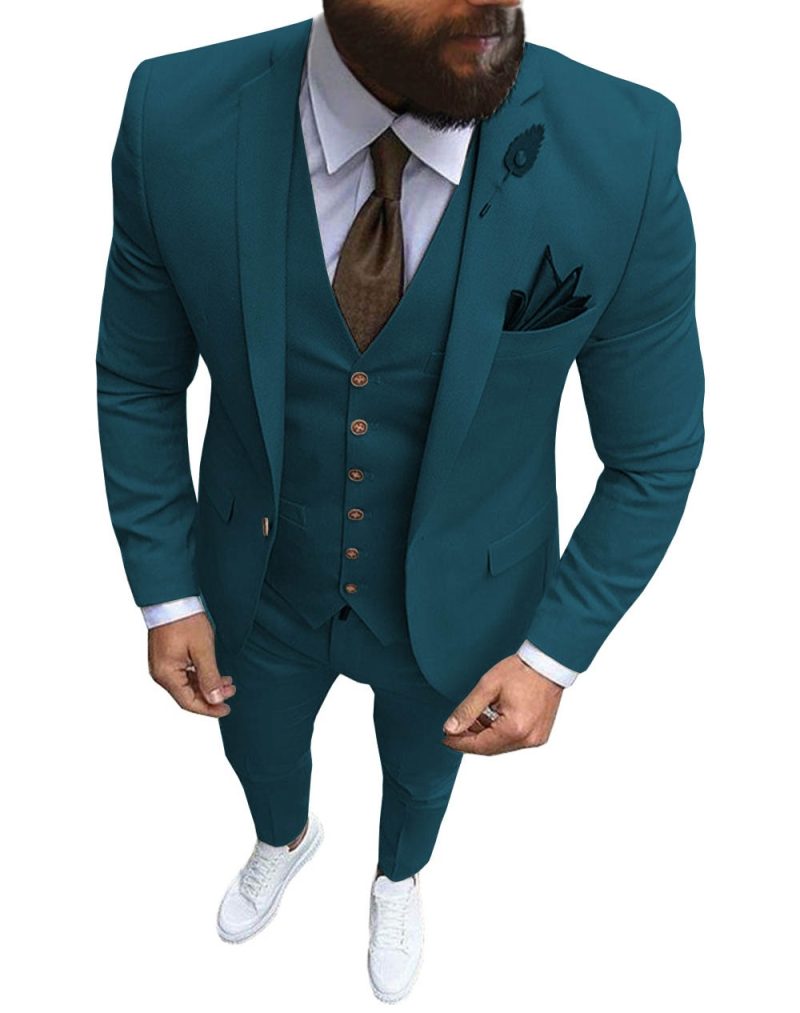New Pink Men's 3 Pieces Suit Formal Business Notch Lapel Slim Fit Tuxedos Best Man Blazer For Wedding(Blazer+Vest+Pants) - Image 18