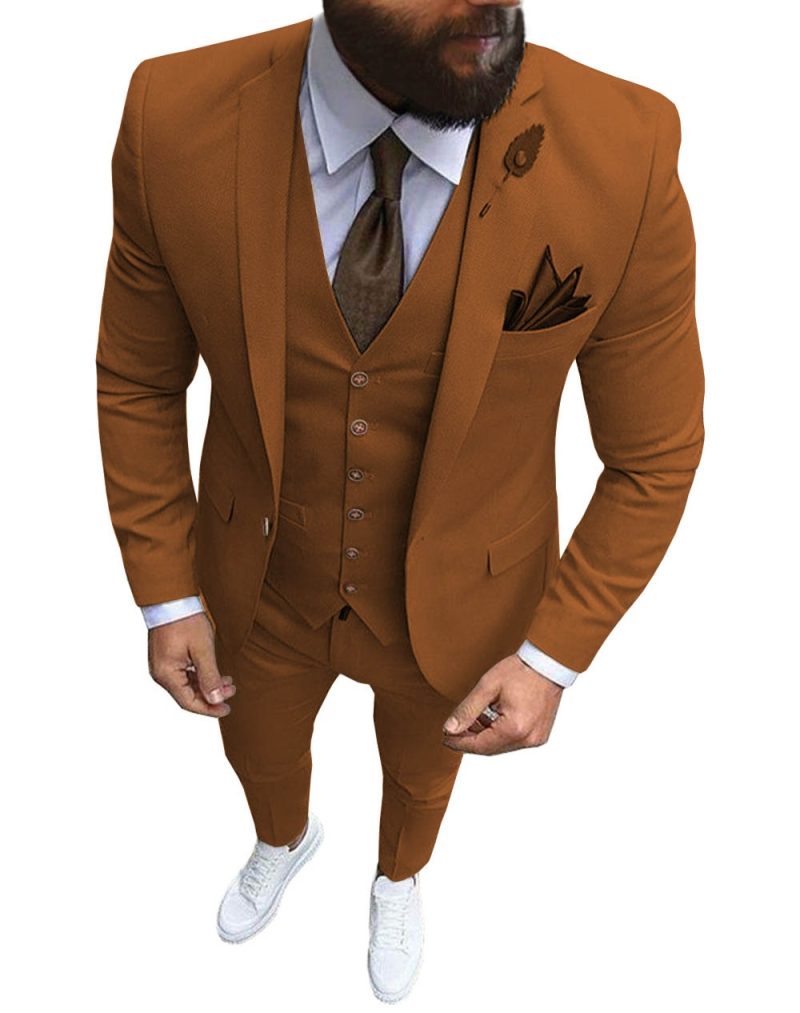 New Pink Men's 3 Pieces Suit Formal Business Notch Lapel Slim Fit Tuxedos Best Man Blazer For Wedding(Blazer+Vest+Pants) - Image 19