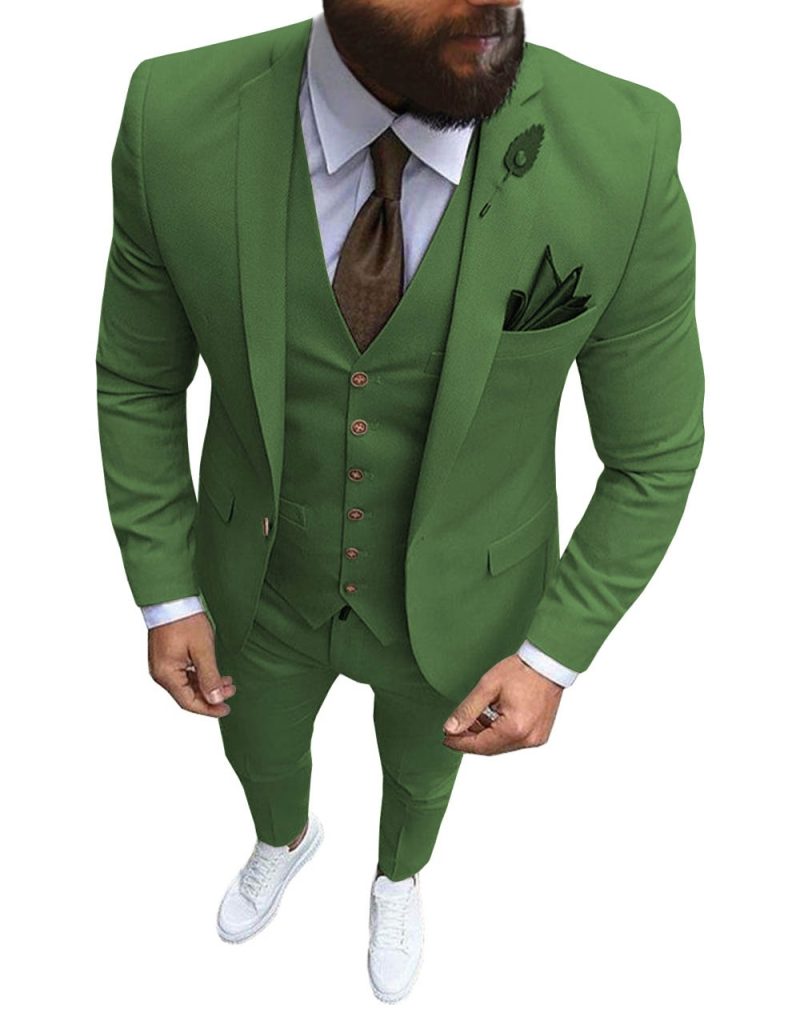New Pink Men's 3 Pieces Suit Formal Business Notch Lapel Slim Fit Tuxedos Best Man Blazer For Wedding(Blazer+Vest+Pants) - Image 21