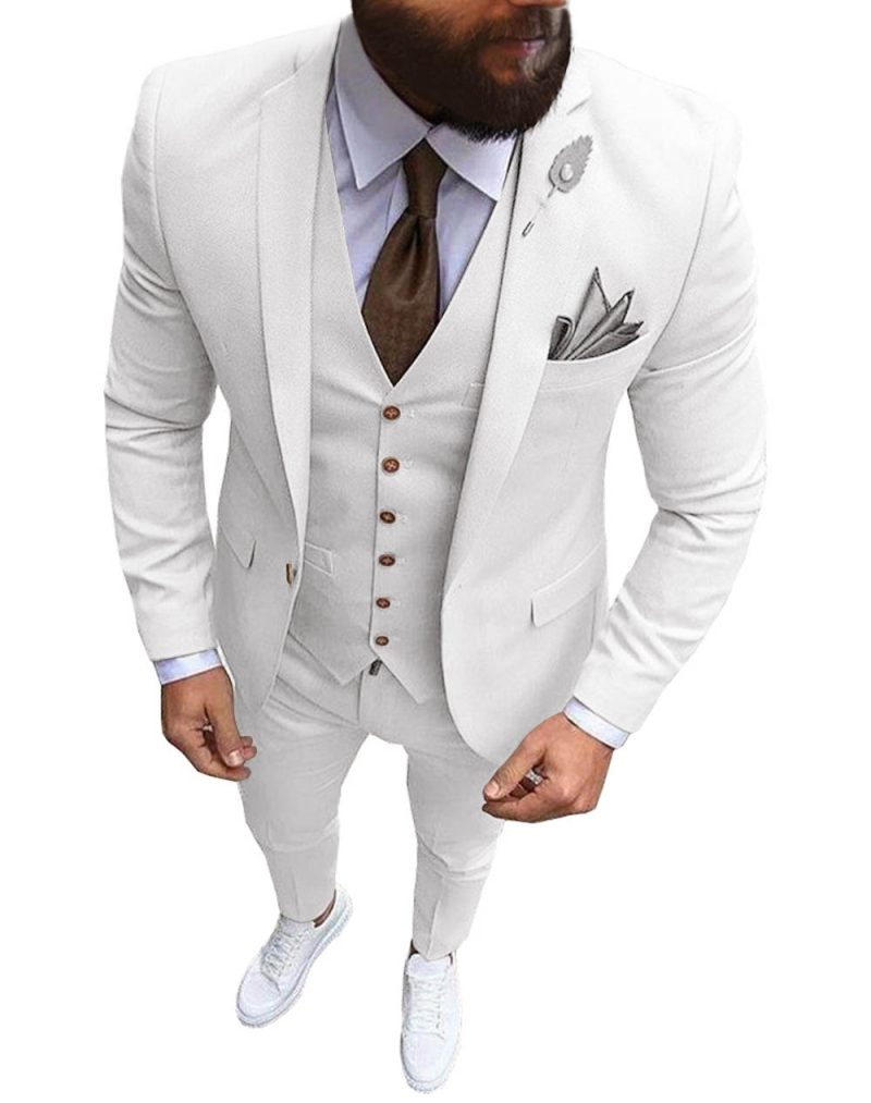 New Pink Men's 3 Pieces Suit Formal Business Notch Lapel Slim Fit Tuxedos Best Man Blazer For Wedding(Blazer+Vest+Pants) - Image 23