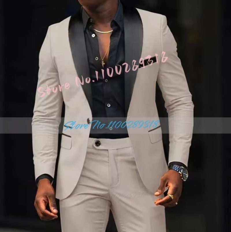 Men's Suit Jacket Autumn Slim Fit One Button Blazer Fashion New Formal England Male Dress Coat Trousers Pants 2 Pieces Set
