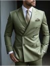 Solid 2 Pieces Men Suits Set Fashion New Men's Formal Business/Wedding Groom Suits Peak Lapel Double Breasted Blazer Trousers