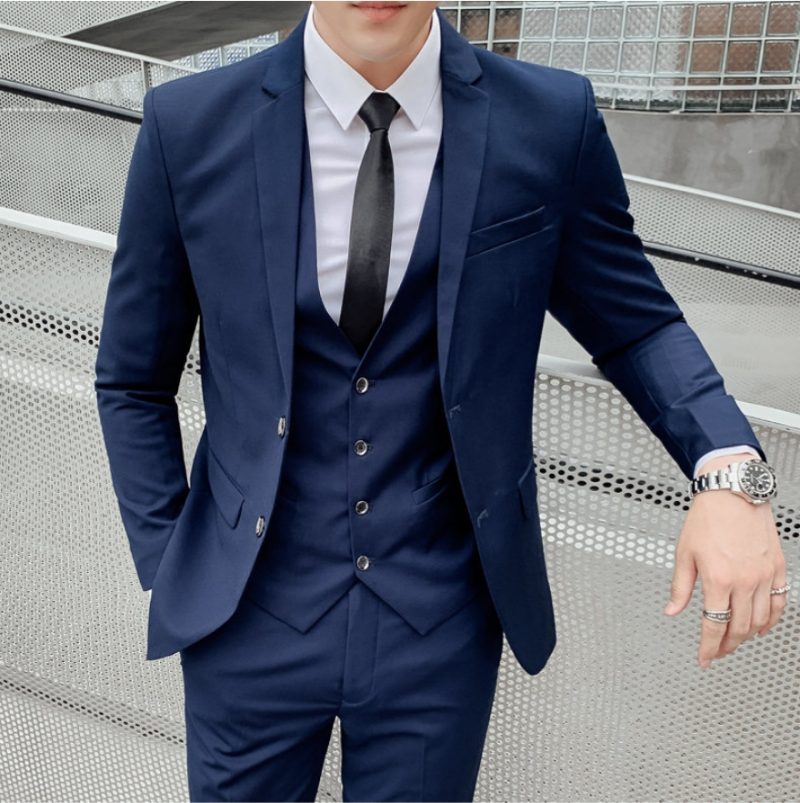 High-End Brand Solid Color Formal Business Office Suit Blazer Vest Pants Three-Piece Set for Groom Wedding Show Dress Party - Image 11