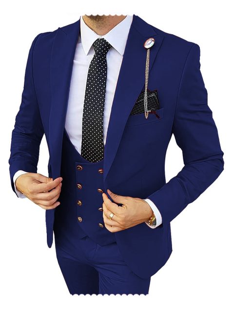 Fashion Formal Men's Suits 3 Pieces Tuxedos Slim Fit Business Groom Champagne Tuxedos Wedding Suit (Blazer+Pants+Vest)