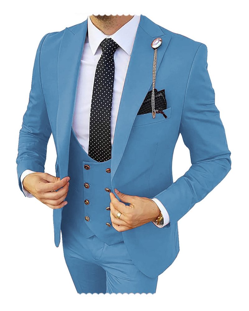 Fashion Formal Men's Suits 3 Pieces Tuxedos Slim Fit Business Groom Champagne Tuxedos Wedding Suit (Blazer+Pants+Vest) - Image 10