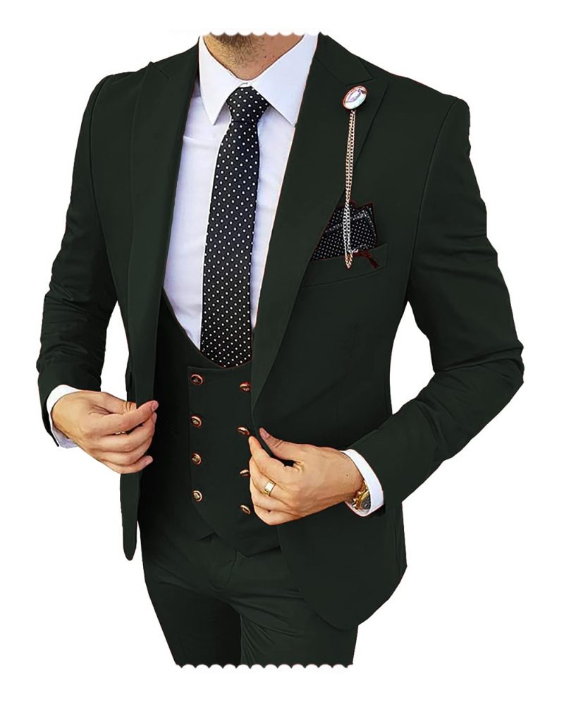 Fashion Formal Men's Suits 3 Pieces Tuxedos Slim Fit Business Groom Champagne Tuxedos Wedding Suit (Blazer+Pants+Vest) - Image 14