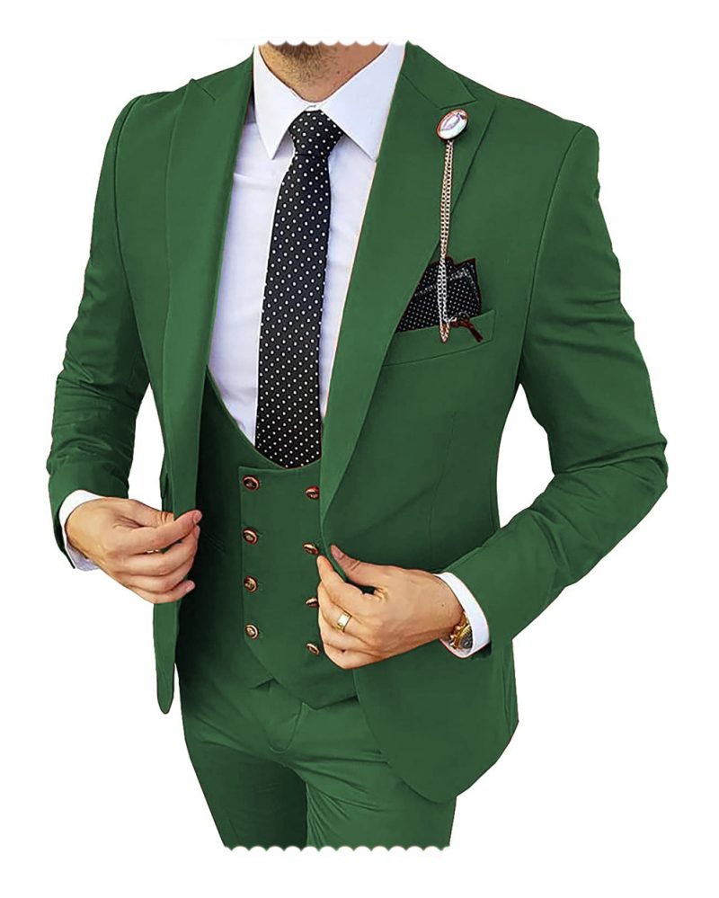 Fashion Formal Men's Suits 3 Pieces Tuxedos Slim Fit Business Groom Champagne Tuxedos Wedding Suit (Blazer+Pants+Vest) - Image 15