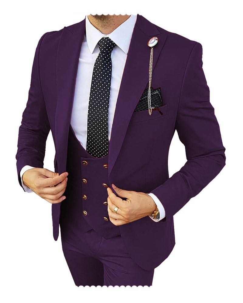 Fashion Formal Men's Suits 3 Pieces Tuxedos Slim Fit Business Groom Champagne Tuxedos Wedding Suit (Blazer+Pants+Vest) - Image 20