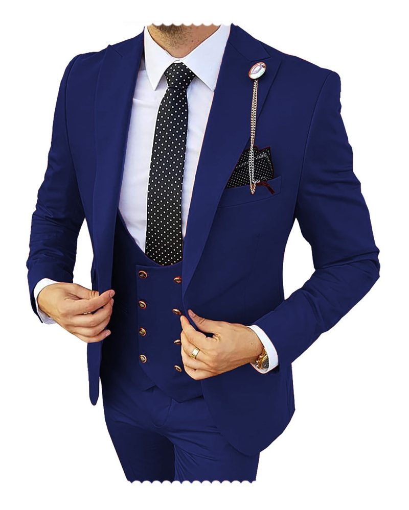 Fashion Formal Men's Suits 3 Pieces Tuxedos Slim Fit Business Groom Champagne Tuxedos Wedding Suit (Blazer+Pants+Vest) - Image 21