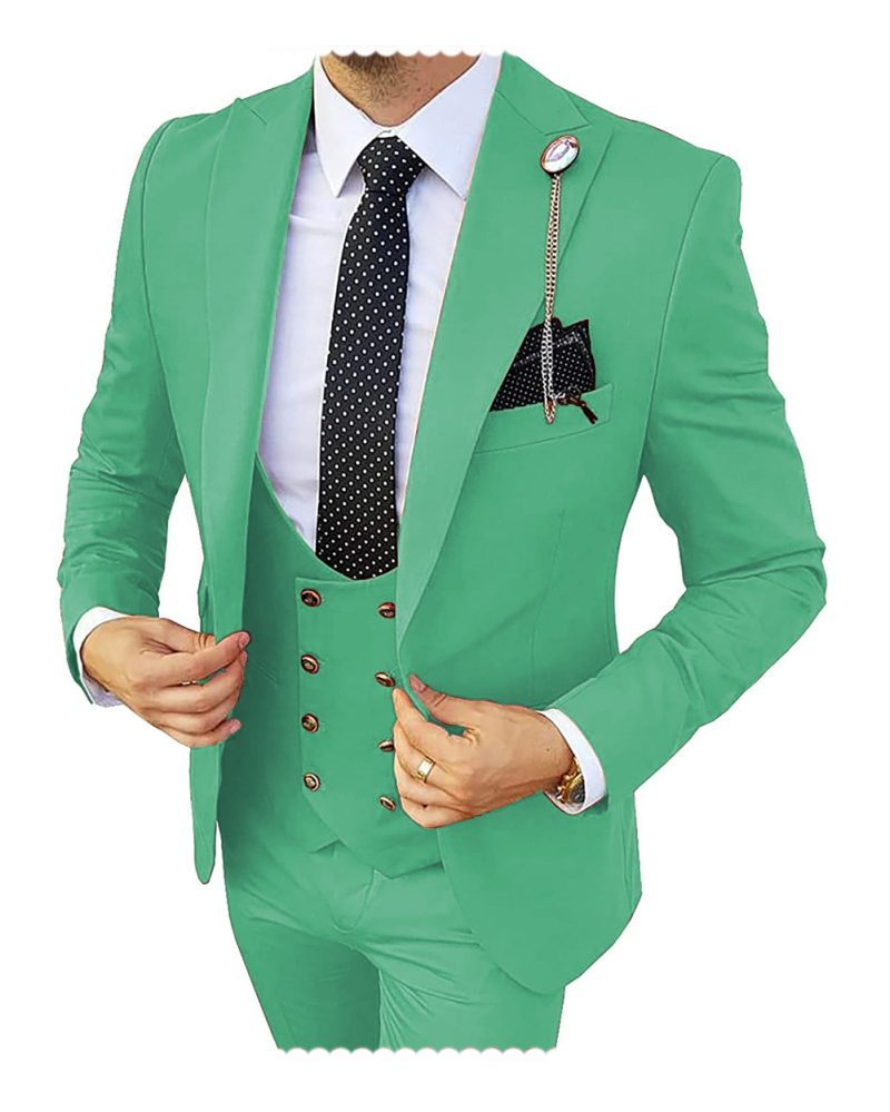 Fashion Formal Men's Suits 3 Pieces Tuxedos Slim Fit Business Groom Champagne Tuxedos Wedding Suit (Blazer+Pants+Vest) - Image 24
