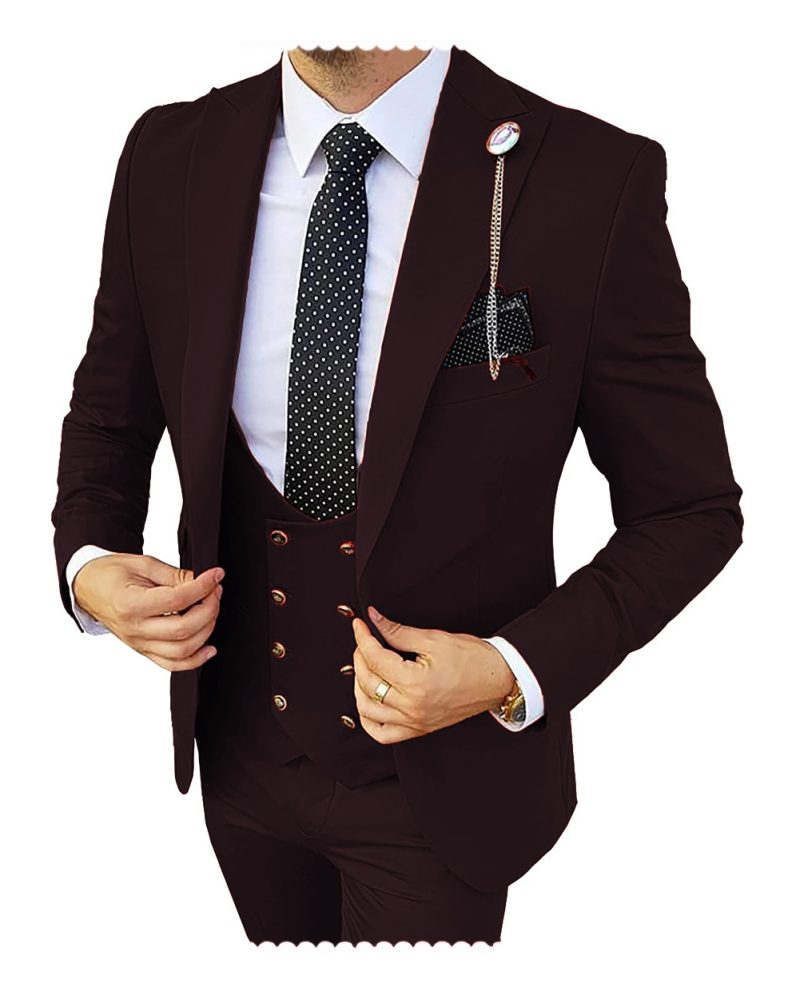 Fashion Formal Men's Suits 3 Pieces Tuxedos Slim Fit Business Groom Champagne Tuxedos Wedding Suit (Blazer+Pants+Vest) - Image 25